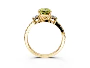 3 Stone Engagement Ring Setting for Fancy Yellow Radiant Cut Center with Round Cut Side Accents and Prong Head in Yellow Gold