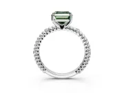 Rope Engagement Ring Setting for Fancy Green Asscher Cut Center with Accent Shoulders and Prong Head in Sterling Silver