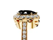Floral Halo Engagement Ring Setting for Fancy Black Pear-Shaped Center with Large Halo Accents and Prong Head in Yellow Gold