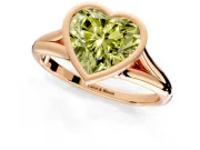 Solitaire Engagement Ring Setting for Fancy Yellow Heart-Shaped Center with V Split Shank and Bezel Head in Rose Gold