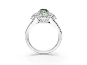 Halo Engagement Ring Setting for Fancy Green Marquise Center with Two-Strand Split Shank and Prong Head in Sterling Silver