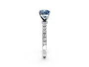 Open Basket Engagement Ring Setting for Fancy Blue Cushion Cut Center with Pave Band and Prong Head in Sterling Silver