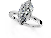 Solitaire Engagement Ring Setting for Marquise Center with Thin Rounded Plain Band and Prong Head in Platinum