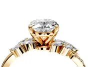 Solitaire Engagement Ring Setting for Oval Center with Marquise Accent Twist Band and Prong Head in Yellow Gold