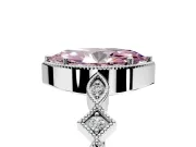 Milgrain Bezel Engagement Ring Setting for Fancy Pink Marquise Center with Marquise Stations and Bezel Head in Sterling Silver