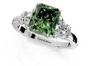 Solitaire Engagement Ring Setting for Fancy Green Radiant Cut Center with Marquise Flower Shoulders and Prong Head in Sterling Silver