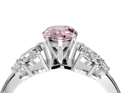 Leaf Cluster Engagement Ring Setting for Fancy Pink Pear-Shaped Center with Marquise Accents and Prong Head in Platinum