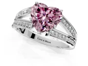 Split Shank Engagement Ring Setting for Fancy Pink Heart-Shaped Center with Pave Split Shank and Prong Head in Sterling Silver