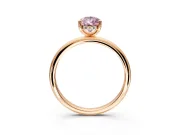 Hidden Halo Engagement Ring Setting for Fancy Pink Pear-Shaped Center with Thin Round-Wire Band and Prong Head in Rose Gold