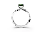 Solitaire Engagement Ring Setting for Fancy Green Emerald Cut Center with Pave and Plain Crossover Band and Prong Head in Platinum