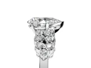 Cluster Engagement Ring Setting for Pear-Shaped Center with 2-Row Shoulder Clusters and Prong Head in White Gold