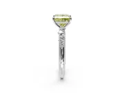 Cluster Engagement Ring Setting for Fancy Yellow Princess Cut Center with Round Cut Accent Band and Prong Head in Platinum