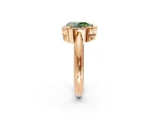 Halo Engagement Ring Setting for Fancy Green Pear-Shaped Center with Tapered Plain Band and Prong Head in Rose Gold