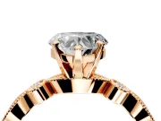 Solitaire Engagement Ring Setting for Heart-Shaped Center with Milgrain Bezel Accents and Prong Head in Rose Gold