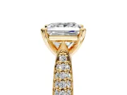 Solitaire Engagement Ring Setting for Princess Cut Center with Multi-Row Accents and Prong Head in Yellow Gold