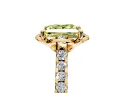 Floral Engagement Ring Setting for Fancy Yellow Princess Cut Center with Pave Band and Floral Prong Head in Yellow Gold