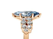 Cluster Engagement Ring Setting for Fancy Blue Marquise Center with 2-Row Shoulder Clusters and Prong Head in Rose Gold