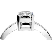 Solitaire Engagement Ring Setting for Emerald Cut Center with Plain Band and Flat Tab Prong Head in Platinum