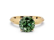 Solitaire Engagement Ring Setting for Fancy Green Round Cut Center with Wide Knife Ridge Band and Prong Head in Yellow Gold