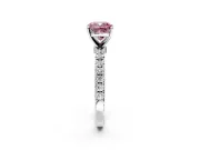 Open Basket Engagement Ring Setting for Fancy Pink Cushion Cut Center with Pave Band and Prong Head in Sterling Silver