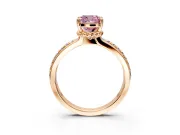 Solitaire Engagement Ring Setting for Fancy Pink Cushion Cut Center with Raised Channel Band and Prong Head in Rose Gold