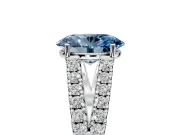 Solitaire Engagement Ring Setting for Fancy Blue Oval Center with Pave Split Shank and Prong Head in Sterling Silver