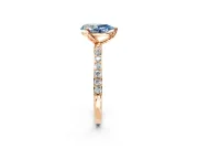 Solitaire Engagement Ring Setting for Fancy Blue Pear-Shaped Center with Fine Pave Accents and Prong Head in Rose Gold
