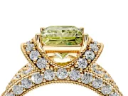 Pave Engagement Ring Setting for Fancy Yellow Princess Cut Center with Curved Accent Rows, Openwork and Prong Head in Yellow Gold