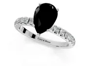 Open Basket Engagement Ring Setting for Fancy Black Pear-Shaped Center with Pave Band and Prong Head in White Gold