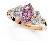 Cluster Engagement Ring Setting for Fancy Pink Pear-Shaped Center with Round Cut Accent Frame and Prong Head in Rose Gold