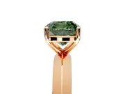 Solitaire Engagement Ring Setting for Fancy Green Cushion Cut Center with Wide Knife Ridge Band and Prong Head in Rose Gold