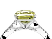 Solitaire Engagement Ring Setting for Fancy Yellow Asscher Cut Center with Twisted Pave Split Shank and Prong Head in Sterling Silver
