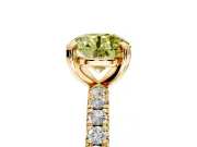 Solitaire Engagement Ring Setting for Fancy Yellow Round Cut Center with Shared-Prong Accents and Prong Head in Yellow Gold