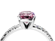 Solitaire Engagement Ring Setting for Fancy Pink Emerald Cut Center with Large Accents and Prong Head in Sterling Silver