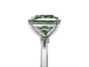 Solitaire Engagement Ring Setting for Fancy Green Princess Cut Center with Straight Thin Band and Prong Head in Platinum