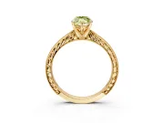 Solitaire Engagement Ring Setting for Fancy Yellow Marquise Center with Engraved Milgrain Band and Prong Head in Yellow Gold