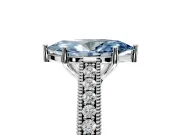 Solitaire Engagement Ring Setting for Fancy Blue Marquise Center with Engraved Pave Band and Prong Head in White Gold