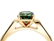 Solitaire Engagement Ring Setting for Fancy Green Emerald Cut Center with Channel Accents and Prong Head in Yellow Gold
