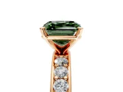 Solitaire Engagement Ring Setting for Fancy Green Asscher Cut Center with Channel-Set Accents and Prong Head in Rose Gold