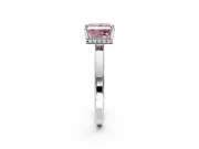 Hidden Halo Engagement Ring Setting for Fancy Pink Princess Cut Center with Wide Flat Plain Band and Prong Head in White Gold