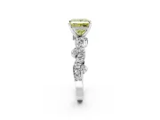 Solitaire Engagement Ring Setting for Fancy Yellow Princess Cut Center with Bar-Station Pave Twist and Prong Head in Sterling Silver