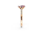 Solitaire Engagement Ring Setting for Fancy Pink Oval Center with Channel Accents and Prong Head in Rose Gold
