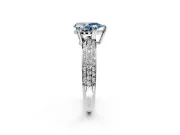 Solitaire Engagement Ring Setting for Fancy Blue Pear-Shaped Center with Multi-Row Pave Accents and Basket Head in Platinum