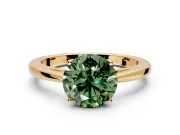 Solitaire Engagement Ring Setting for Fancy Green Round Cut Center with Open Cathedral Shoulders and Prong Head in Yellow Gold