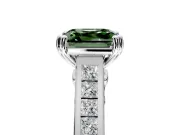 Solitaire Engagement Ring Setting for Fancy Green Asscher Cut Center with Channel Band and Double Claw Prong Head in Platinum
