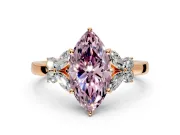 Solitaire Engagement Ring Setting for Fancy Pink Marquise Center with Marquise Flower Shoulders and Prong Head in Rose Gold