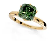 Solitaire Engagement Ring Setting for Fancy Green Cushion Cut Center with Plain Band and Tulip Prong Head in Yellow Gold