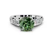 Solitaire Engagement Ring Setting for Fancy Green Round Cut Center with Graduated Shared Prongs and Prong Head in Platinum