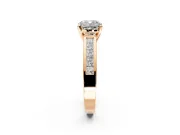 Solitaire Engagement Ring Setting for Cushion Cut Center with Princess Cut Channel Band and Prong Head in Rose Gold