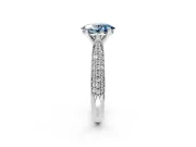 Solitaire Engagement Ring Setting for Fancy Blue Oval Center with Multi-Row Accents and Prong Head in Sterling Silver